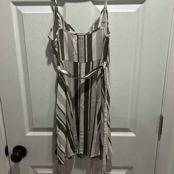 Forever 21 Women's Y2K Striped Mini Dress Small Spaghetti Strap Belt Workwear - Picture 6 of 8